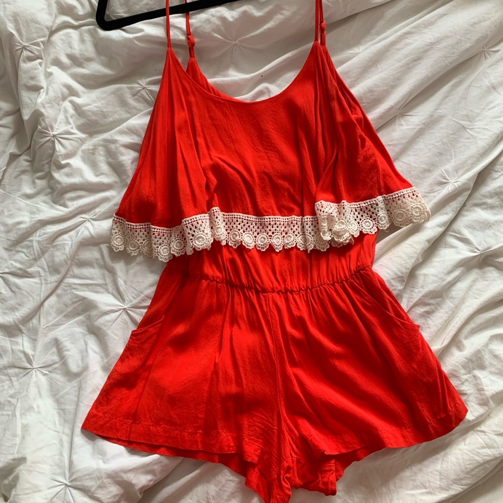 Socialite lace trim romper